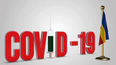 Canary Islands vaccination campaign illustration. Red 3D COVID-19 text rendering.の写真素材