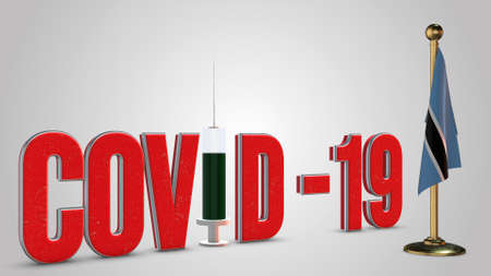 Botswana vaccination campaign illustration. Red 3D COVID-19 text rendering.の写真素材
