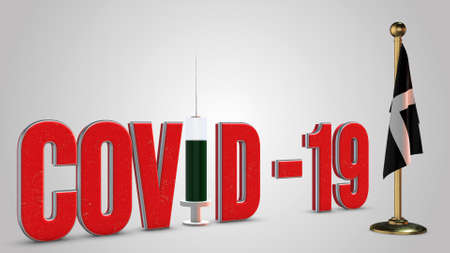 Cornwall vaccination campaign illustration. Red 3D COVID-19 text rendering.の写真素材
