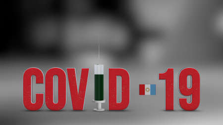Cordoba vaccination campaign illustration. Red 3D COVID-19 text rendering.の写真素材
