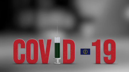 Eiir vaccination campaign illustration. Red 3D COVID-19 text rendering.の写真素材