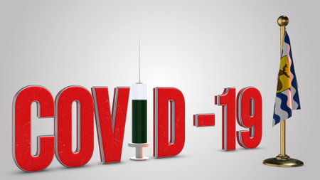 County Hertfordshire vaccination campaign illustration. Red 3D COVID-19 text rendering.の写真素材