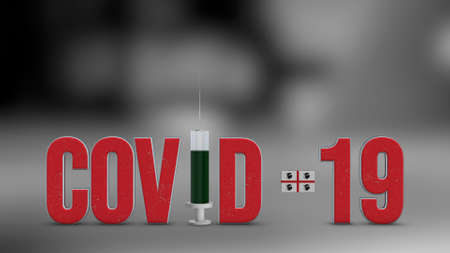 Sardinia vaccination campaign illustration. Red 3D COVID-19 text rendering.の写真素材
