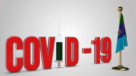 Santa Elena vaccination campaign illustration. Red 3D COVID-19 text rendering.の写真素材