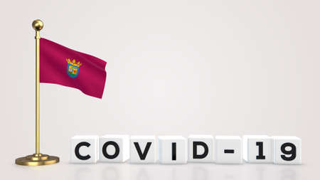 Alava realistic flag illustration. White 3D COVID-19 cube text rendering.の写真素材