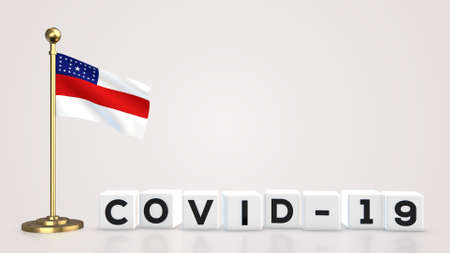Amazon realistic flag illustration. White 3D COVID-19 cube text rendering.の写真素材