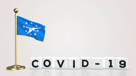 Corpus Christi Texas realistic flag illustration. White 3D COVID-19 cube text rendering.の写真素材