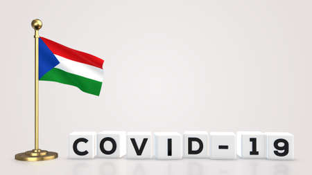 Imbabura realistic flag illustration. White 3D COVID-19 cube text rendering.の写真素材