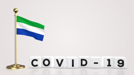 Galapagos realistic flag illustration. White 3D COVID-19 cube text rendering.の写真素材