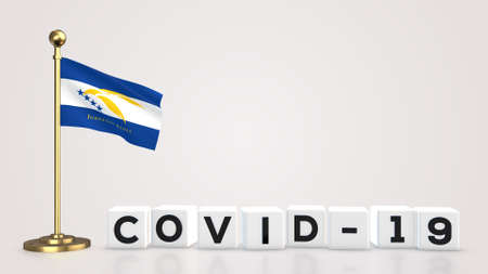Johnston Atoll realistic flag illustration. White 3D COVID-19 cube text rendering.の写真素材