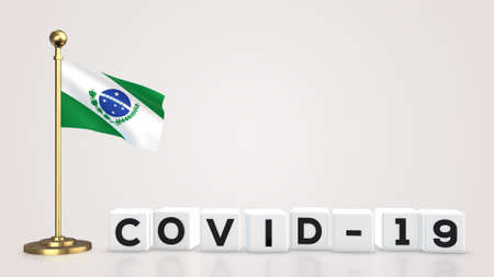 Paraiba realistic flag illustration. White 3D COVID-19 cube text rendering.の写真素材