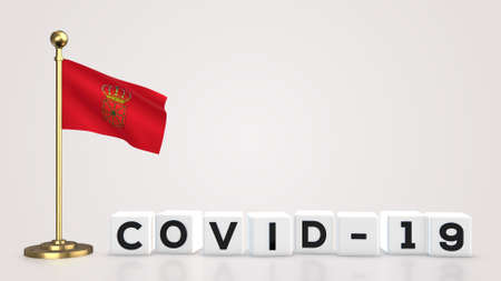Navarro realistic flag illustration. White 3D COVID-19 cube text rendering.の写真素材
