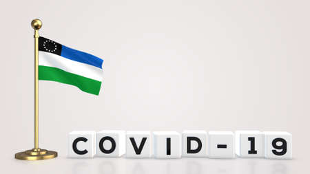 Rio Negro realistic flag illustration. White 3D COVID-19 cube text rendering.の写真素材