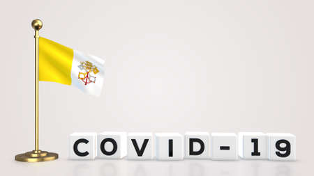 Vatican realistic flag illustration. White 3D COVID-19 cube text rendering.の写真素材