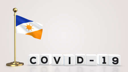 Tocantins realistic flag illustration. White 3D COVID-19 cube text rendering.の写真素材