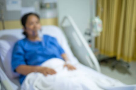 Blurred background of patient modern recovery roomroom at hospitalの写真素材