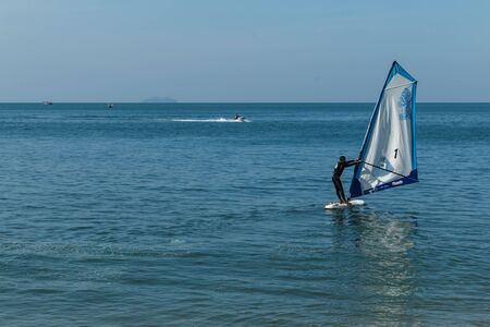 Windsurfer Playing at Jomtien beach Pattaya, Bang Lamung District, Chon Buri Province ,  Thailand. - November 29, 2015のeditorial素材