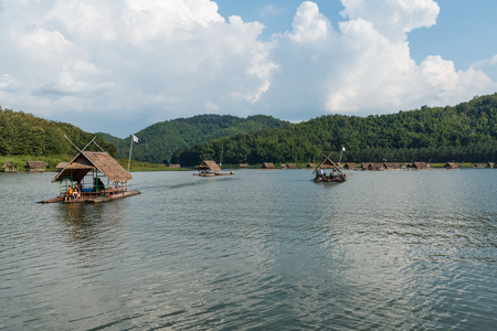 Bamboo rafting on reservoir, Harirak Forest Park , Loei Province, Thailand. -October 17, 2015のeditorial素材