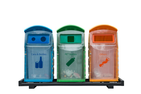 Recycle bins different colored with isolated on white background - Recycle bins different kinds...