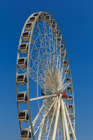 Bangkok, Thailand - April 15th, 2016 : Ferris wheels with blue sky. Ferris wheels  at Asiatique the riverfront is landmark in Bangkok, Thailandのeditorial素材