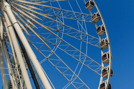 Ferris wheels with blue sky. Ferris wheels  at Asiatique the riverfront is landmark in Bangkok, Thailandのeditorial素材