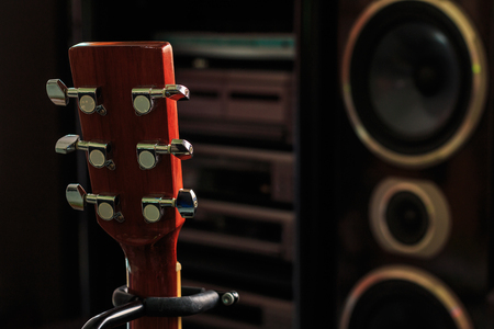 Musical background - Abstract guitar and speaker musical background. web design background.