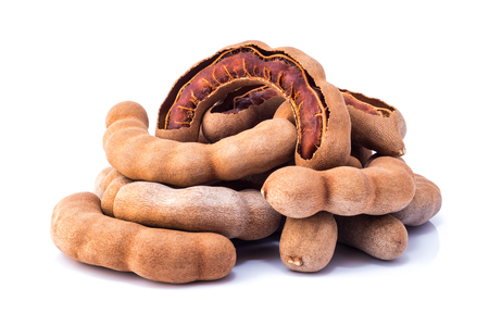 Tamarind - Sweet ripe tamarind with isolated on a white background. Closeupの写真素材