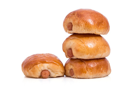 Breads - Pile of breads isolated on white background.の写真素材