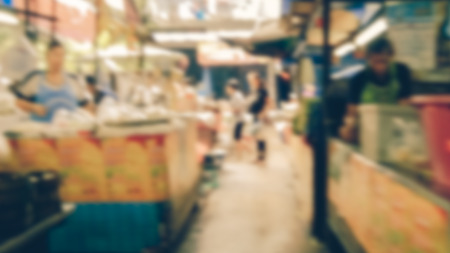 Abstract blur market - Abstract blurred for the people along walking on the narrow street at the morning market. Vintage-style.の写真素材