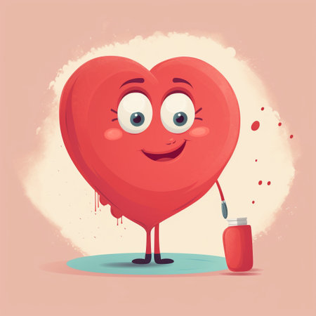 Cartoon heart attack with blocked artery and chest painの素材