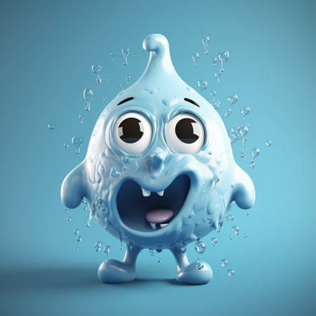 Cartoon sweat gland with sweat dropletsの素材