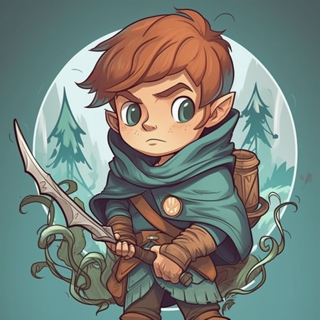 Cartoon RPG character logo for a gaming brandの素材