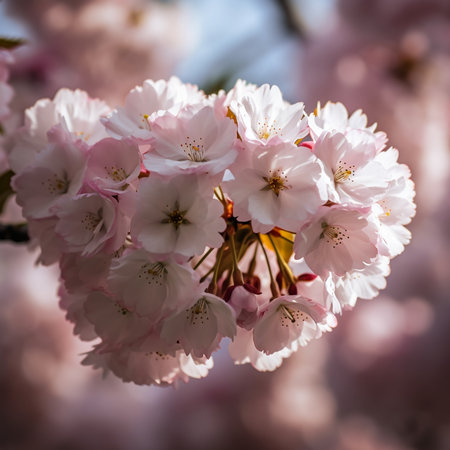 Joyful Springtime Cherry Blossom Trees in Bloomの素材
