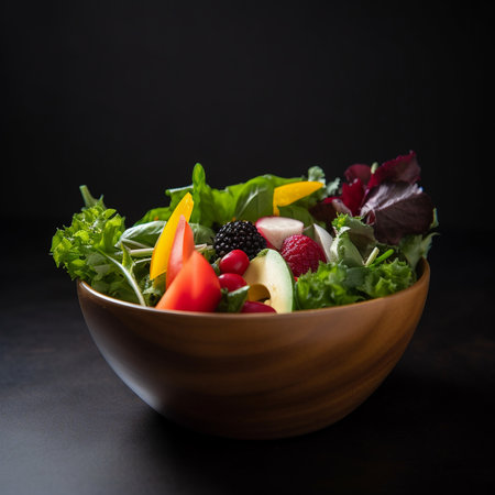 Fresh and Colorful Salad Bowl with Delicious Dressingの素材