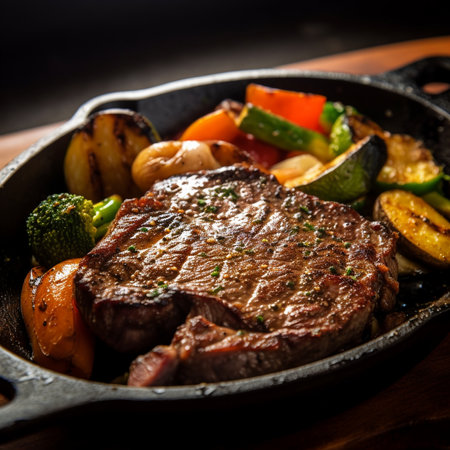 Delicious Aroma and Rich Flavor of Grilled Steak and Vegetablesの素材