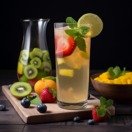 Cool down with a glass of Nuoc Mia, a popular drink in Vietnam made from sugarcane. The sweet and slightly earthy taste of the drink is sure to quench your thirst, while the sweet and refreshing aroma invigorates your senses. Its best served chilled and garnished with a sprig of fresh mint or a slice of lemon, which adds a refreshing touch to the overall presentation. Enjoy it with a plate of fresh fruits for a healthy and delicious combination.の素材