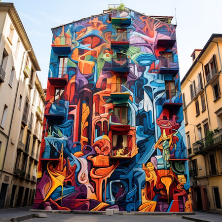 Immerse yourself in the vibrant cityscape of Milan, Italy, where every building faの素材