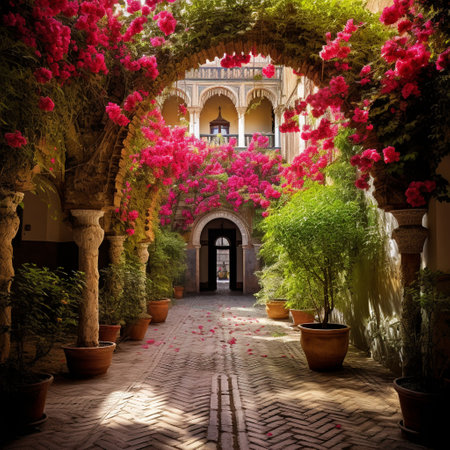 Experience the captivating allure of the hidden gems in Seville, Spain with this enchanting image. Journey through a secret courtyard adorned with vibrant flowers, where the air is filled with the scent of natures beauty. Discover a peaceful garden shrouded in mystery, offering a tranquil oasis away from the bustling city streets. Immerse yourself in a local haunt bustling with unique charm, where the authentic heart of Seville comes alive. Let this image transport you to a place of awe and intrigue, where the captivating history, cultural treasures, and mouthwatering cuisine of this lesser-known destination await. Get ready to be inspired and embark on a journey of wanderlust.の素材