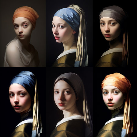 Experience the captivating world of Chiaroscuro Portraits, where classic portraits come to life through an enchanting interplay of light and shadow. This stunning collection features famous figures from different eras, each artistically blended with dramatic lighting techniques, vibrant colors, and intricate detailing. Immerse yourself in this astonishing wallpaper that will leave you mesmerized and eager to explore the rich stories behind each character.の素材