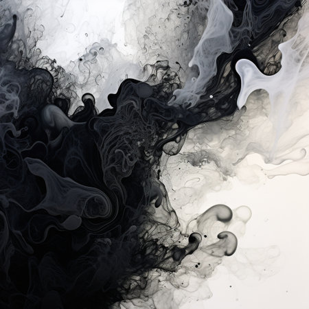 Experience the mesmerizing beauty of the Ink Drop Symphony in this astonishing wallpaper. Inspired by the graceful collision, swirling, and expanding of monochrome ink blots, this abstract composition forms intricate and melodious patterns. The harmonious balance between chaos and beauty will captivate viewers, eliciting awe and wonder.の素材
