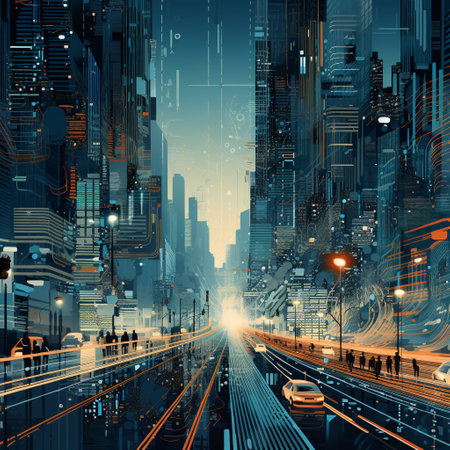 Get ready to be amazed by this mesmerizing image that transforms a bustling cityscape into a blend of urban streets and interconnected business strategies. In this captivating artwork, the avenues become data pathways and the buildings morph into graph-like structures. The analytical essence of finance and technology merges effortlessly with the energy of a dynamic metropolis, revealing mesmerizing patterns and colors. This astonishing wallpaper redefines the boundaries of design and captivates viewers with its ability to seamlessly blend the worlds of commerce and creativity.の素材