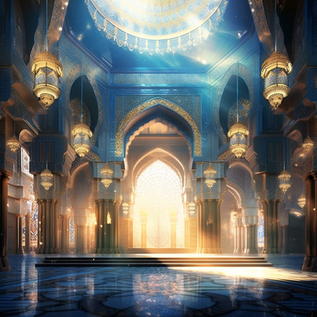 Immerse yourself in the beauty and history with this stunning and captivating image of an ancient mosque with echoing chambers. Step back through the eons as you explore the intricate architectural details, mesmerizing light and shadow play, and a sense of grandeur that evokes a deep appreciation for the echoes of history. Experience the mosque's mystical ambiance and the spiritual presence it holds within its walls.の素材