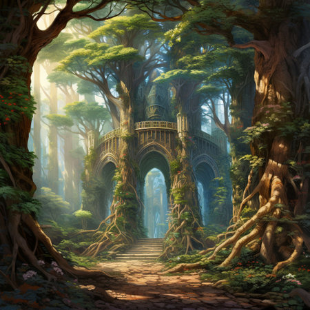 Immerse yourself in the breathtaking beauty of nature with this astonishing cathedral canopy formed by majestic trees in a dense forest. The towering trees create a natural cathedral-like structure, with sunlight streaming through the branches and illuminating the lush foliage below. This wallpaper captures the awe-inspiring nature of the forest sanctuary, from its realistic and highly detailed depictions to whimsical and vibrant cartoon interpretations. Let your creativity flourish and bring this captivating scene to life in a way that will leave viewers in awe.の素材