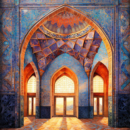 Immerse yourself in the mesmerizing world of intricate religious mosaics found in a historic mosque with this astonishing wallpaper. This detailed artistic representation captures the exquisite beauty and spiritual significance of these masterpieces. From hyper-realism to abstract, watercolor to pixel art, the various art styles used bring out the vibrant colors, intricate patterns, and the ambiance of divine tranquility that radiates from these mosaics. Be prepared to be awestruck and inspired by the cultural and historical significance of these religious artifacts.の素材