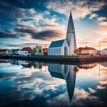 Experience the awe-inspiring beauty of Reykjavik with this captivating image that blends the iconic Hallgrimskirkja church with the enchanting Blue Lagoon. Immerse yourself in the vibrant streets of the Icelandic capital, bustling with people, while also being surrounded by the breathtaking natural wonders of the city. This image combines elements of both nature and culture, showcasing the unique essence of Reykjavik. Let the image spark a sense of wanderlust and anticipation in viewers, enticing them to explore and experience all that this remarkable city has to offer.の素材