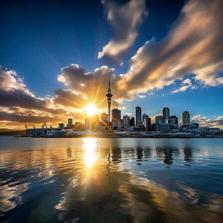 Experience the breathtaking beauty of Auckland's natural landscapes and vibrant urban hotspots in this captivating image. The stunning panorama captures the essence of the city, blending iconic landmarks, delicious cuisine, and the warmth of the locals. Immerse yourself in Auckland's hidden gems and be transported to a world of awe-inspiring beauty that will leave a lasting impression on viewers.の素材