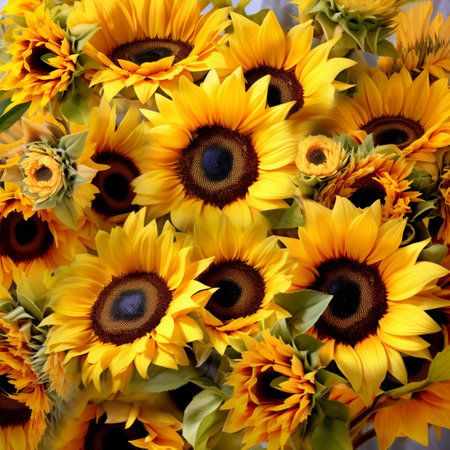 Experience the vibrant energy of the Sunflower Symphony with this astonishing wallpaper. Featuring bright, yellow sunflowers arranged in whimsical paper trays, this composition radiates a cheerful and playful feel. The delicate beauty of the sunflowers is beautifully combined with the unique design of the paper trays, creating a captivating visual feast. Let your creativity shine as you explore various art styles such as realistic, cartoon, Japanese, or any other style that will enchant viewers on microstock sites. Immerse yourself in an atmosphere that evokes joy, happiness, and a sense of wonder with this captivating wallpaper.の素材