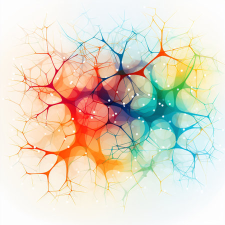 Experience the captivating world of networking through this visually stunning modern abstract illustration. This artwork represents the dynamic nature of connections and communication in the digital age, showcasing an intricate web of interconnected nodes. Each node features its own unique shape and vibrant color, symbolizing the fusion of technological and human elements in today's interconnected world. The composition strikes a harmonious balance between geometric and organic forms, conveying a sense of complexity and harmony. This thought-provoking artwork is designed to spark curiosity and stimulate engaging conversations among viewers.の素材