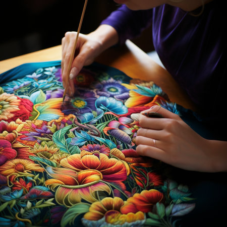 Prepare to be amazed by the mesmerizing world of stitched wonders! This art style captures the beauty of intricate embroidery in every stitch, showcasing the talent and creativity of artisans. The delicate patterns, vibrant colors, and meticulous craftsmanship will captivate viewers on microstock sites, eliciting a range of reactions from awe to inspiration.の素材