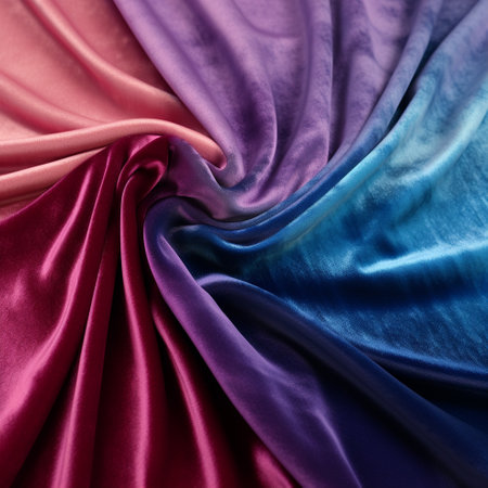 Immerse yourself in luxury with this stunning image of a velvet fabric adorned with a gradient fusion pattern. The rich and vibrant colors blend seamlessly, evoking a sense of opulence, depth, and elegance. The velvety texture adds an extra layer of visual appeal, creating a truly captivating experience. This high-quality image is perfect for various design projects, especially for microstock sites in search of eye-catching and versatile gradient patterns.の素材